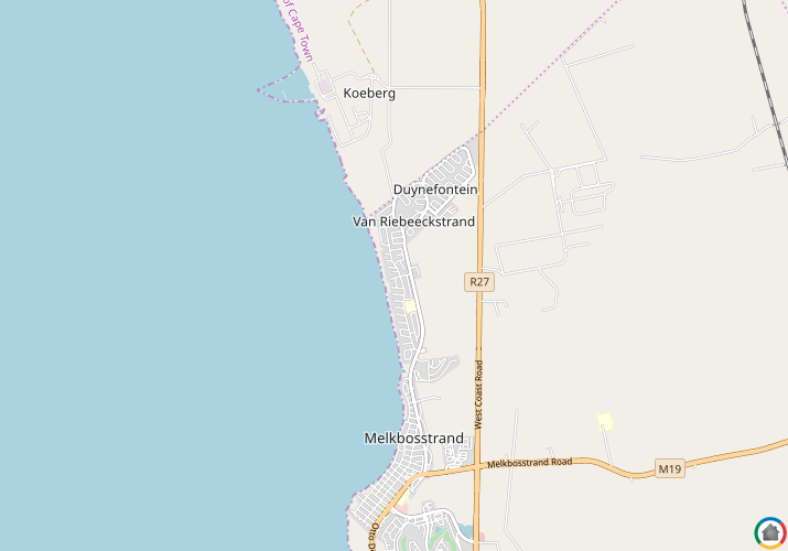 Map location of Van Riebeeckstrand
